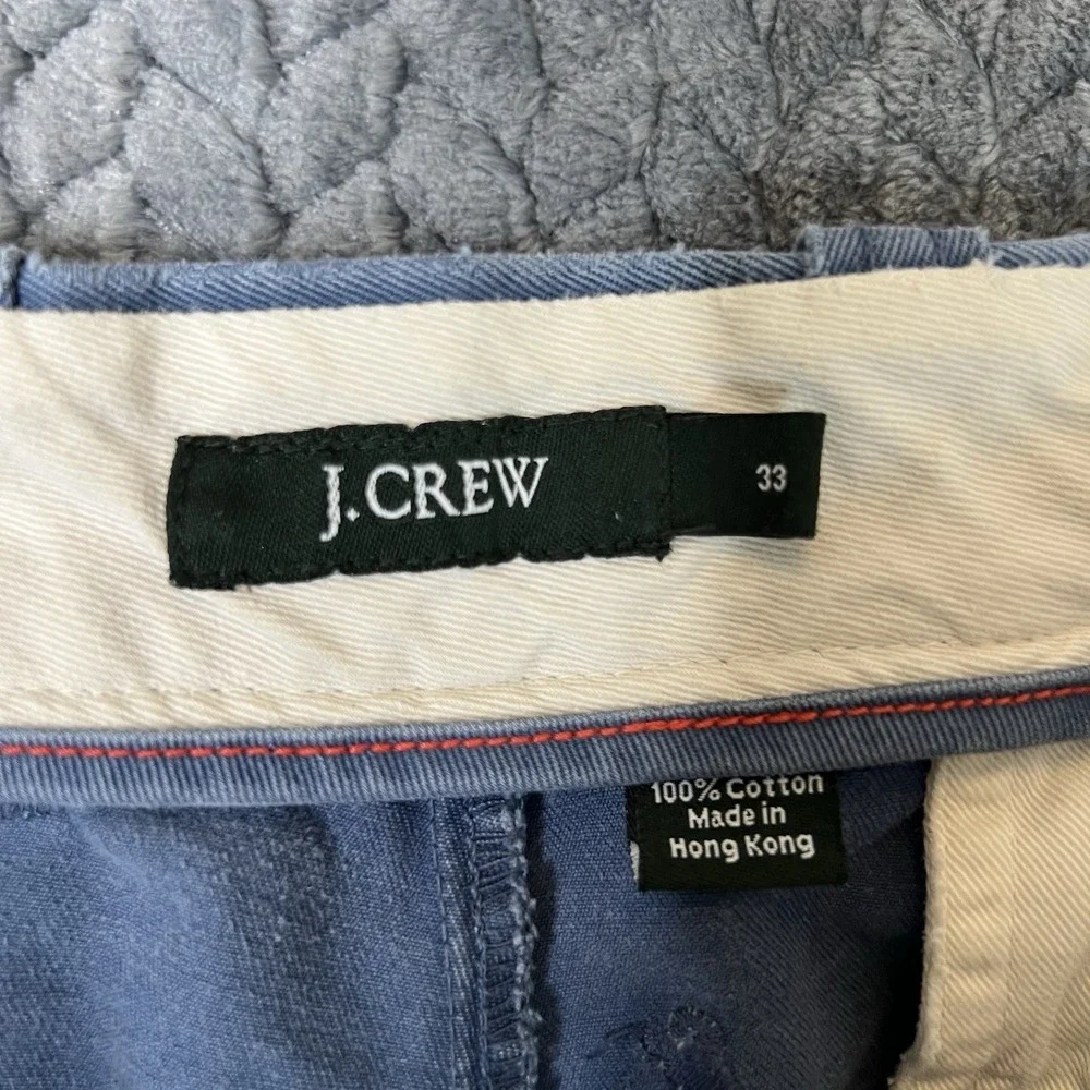 Vintage J. Crew Mens Sz 33 Embroidered Golf Logo Shorts Light Blue Cotton Twill